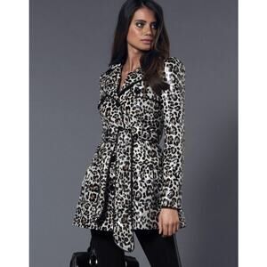 VTG 2B Bebe Leopard Print Lightweight Trench Coat Small Fall Winter Y2K 2000s